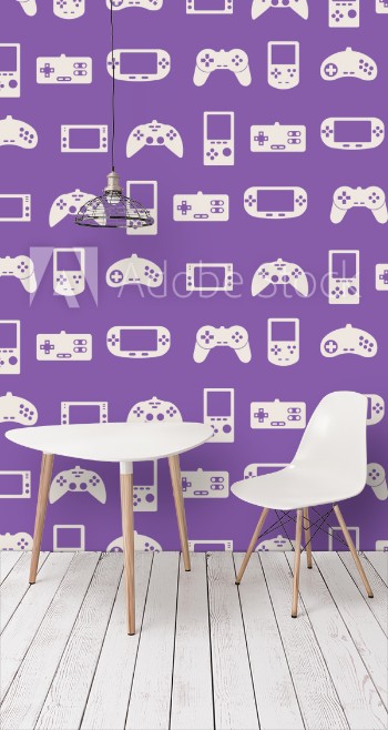 Picture of Seamless background with game consoles for your design